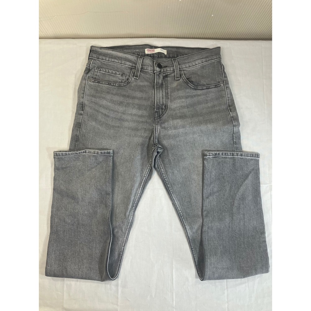 Signature by Levi Strauss Mens Slim Fit Gray Jeans W31 L30 WaterLess Denim